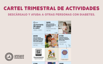 Cartel trimestral de actividades a la ADC junio-mayo, en Barcelona-Hospitalet, Igualada y Girona